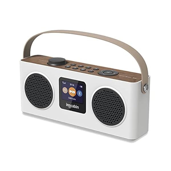Inscabin M4 DAB/DAB Radio digitale FM portatile Radio/Bluetooth/Audio stereo/Doppio altoparlante/Doppia sveglia/batteria ricaricabile (bianco)